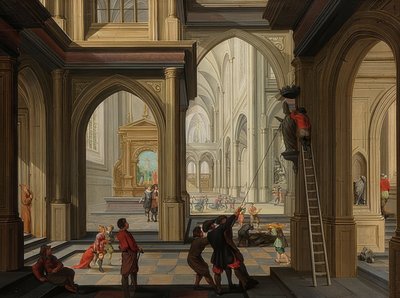 Ikonoklazm w kościele. 1630 autorstwa Dirck van Delen