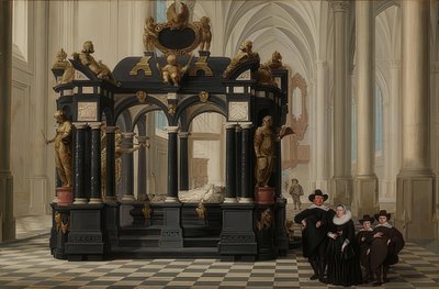 Eine Familie am Grab des Prinzen William I. in der Nieuwe Kerk, Delft. 1645 autorstwa Dirck van Delen