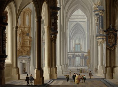 Wnętrze gotyckiego kościoła autorstwa Dirck van Delen