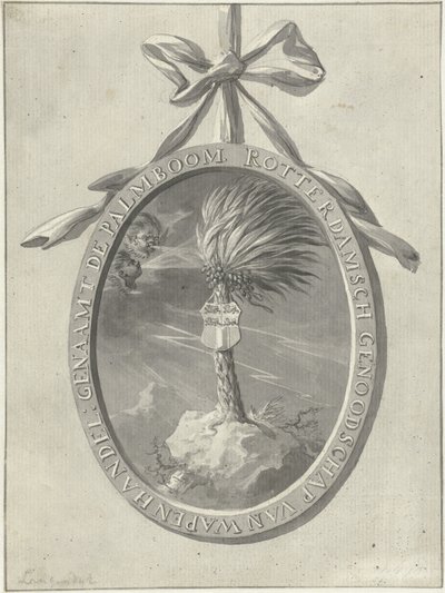 Emblemat Rotterdamskiego Towarzystwa Ćwiczeń De Palmboom, 1785. autorstwa Dirk Langendijk