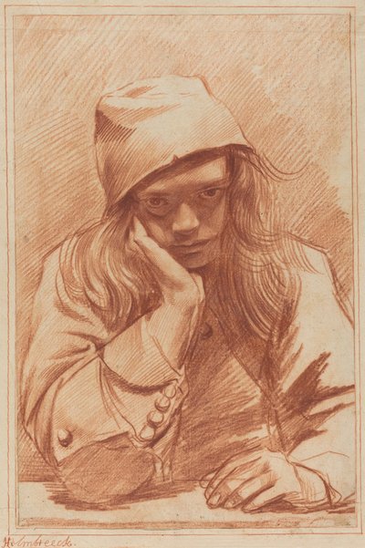 Autoportret (czerwona kreda) autorstwa Dirk Theodor Helmbrecker