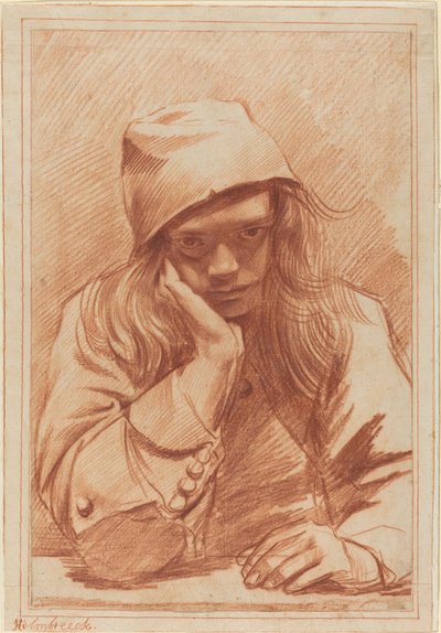Autoportret, ok. 1633-96 (czerwona kreda) autorstwa Dirk Theodor Helmbrecker