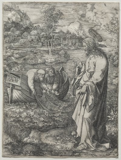 Jezus wzywający św. Piotra i Andrzeja, 1523. autorstwa Dirk Vellert