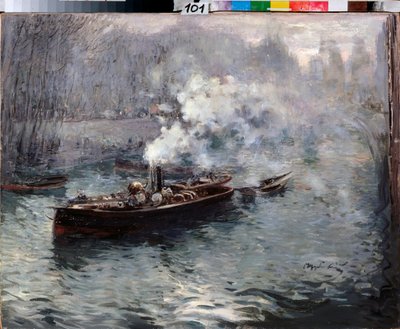 Parowiec - obraz Dmitri Anfimovich Shcherbinovsky (1867-1926), olej na płótnie autorstwa Dmitri Anfimovich Shcherbinovsky