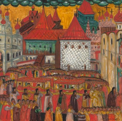 Procesja pod Krzyżem z okazji urodzin Piotra Wielkiego, 1917. autorstwa Dmitri Semyonovich Stelletsky