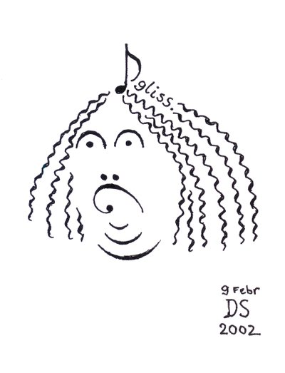 "Glisstering Hair" - twarz narysowana przy użyciu notacji muzycznej autorstwa Dmitri Smirnov