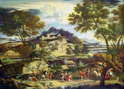 Spotkanie Dawida i Abigail (olej na płótnie) autorstwa Domenichino (1581-1641) (circle of)