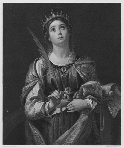 Św. Katarzyna, ze zdjęcia w Zbiorach Królewskich (rycina) autorstwa Domenichino