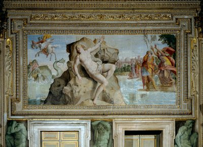 Andromeda ofiarowana potworowi morskiemu zostaje uwolniona przez Perseusza autorstwa Domenichino