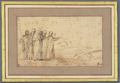 Maryja z czterema świętymi kobietami w krajobrazie autorstwa Domenichino
