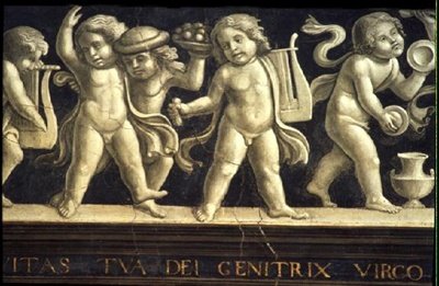 Fryz cherubinów, od Narodzenia NMP (fresk) (detal z 60456) autorstwa Domenico Ghirlandaio