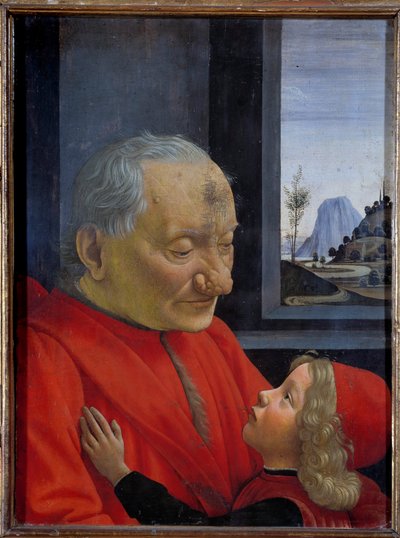 Portret starca i młodego chłopca Obraz Domenico Ghirlandaio (1449-1494) XV w. Nd. 0,62x0,46 m - Portret starszego mężczyzny i młodego chłopca (nazywanego też Starcem i Jego Wnukiem). Obraz Domenico Ghirlandaio (1449-1494) XV wiek. autorstwa Domenico Ghirlandaio