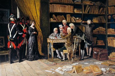 Przeszukiwanie domu Eleonory Pimentel, obraz Domenico Battaglia (1842-1921), olej na płótnie autorstwa Domenico Battaglia