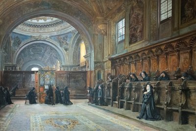 Chór kościoła św. Marii Donnaregina nuova, 2 poł. XIX w. (olej na płótnie) autorstwa Domenico Battaglia