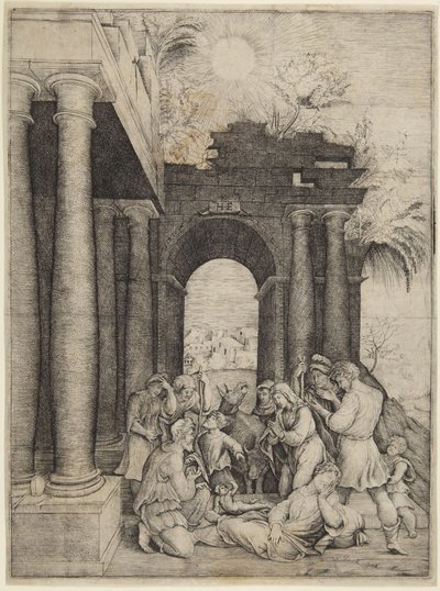 Adoracja pasterzy autorstwa Domenico Beccafumi