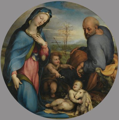Święta Rodzina z chłopcem w stroju św. Jana autorstwa Domenico Beccafumi