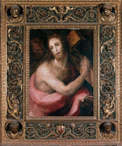 Ecce wesoły. Chrystus niosący krzyż. Obraz Domenico Beccafumi (1486-1551), około 1540 r. Napój. Wymiary: 75x75cm. Siena (Siena), Muzeum Metropolitan Opera autorstwa Domenico Beccafumi