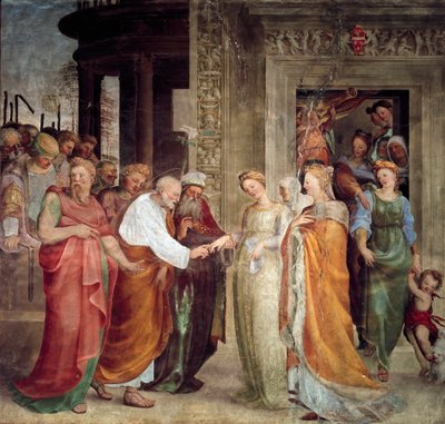 Wesele Matki Bożej. Obraz Domenico Beccafumi (1486-1551) autorstwa Domenico Beccafumi
