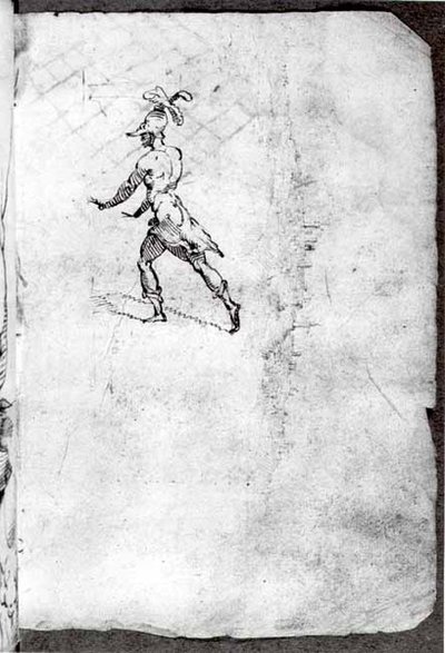 Szkic wojownika (pióro i atrament) (zdjęcie czarno-białe) autorstwa Domenico Beccafumi
