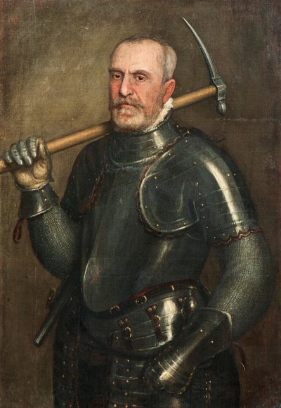 Portret Giulio Savorgnana 1510-1595 z kilofem 1565. autorstwa Domenico Brusasorzi