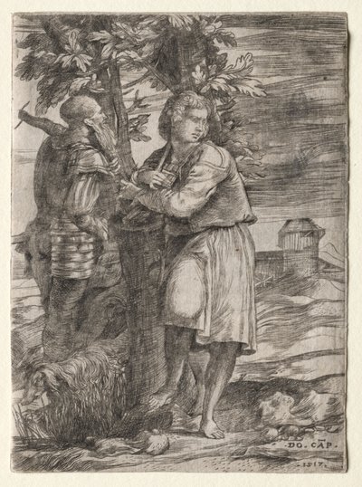 Pasterz i Stary Wojownik autorstwa Domenico Campagnola