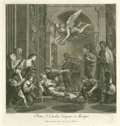 Dood van de heilige Cecilia Śmierć św. Cecylii Dziewicy i Męczennicy (tytuł na obiekcie) Włoski schilderkunst (tytuł serii) Włoska Szkoła Malarstwa (tytuł serii) autorstwa Domenico Cunego