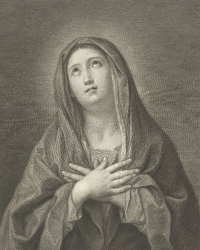 Dziewica patrząca w górę z rękami skrzyżowanymi na piersi, według Reni, 1776. autorstwa Domenico Cunego