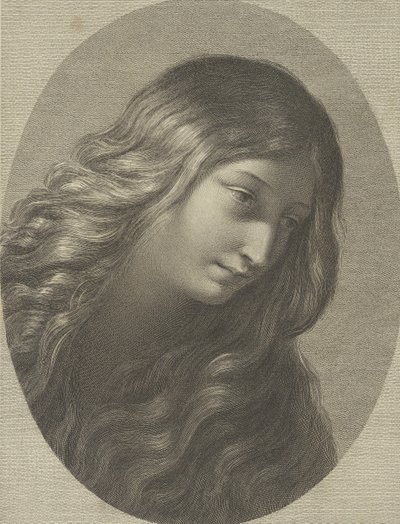 Głowa Marii Magdaleny spoglądająca w prawo, w owalnej ramie, za Ren..., ca. 1745-1803. autorstwa Domenico Cunego
