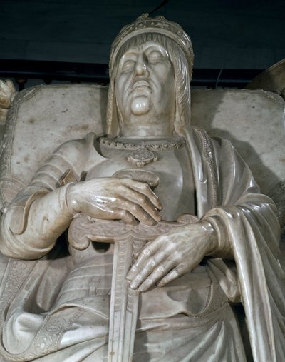 Figura króla, detal z grobowca królów katolickich (marmur) autorstwa Domenico Fancelli