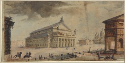 Petersburski Imperialny Teatr Bolszoj Kamenny - Domenico Felice Lamoni (1745-1830). Akwarela i biały kolor na papierze, przed 1783 r. Państwowe Muzeum Historii Sankt Petersburga autorstwa Domenico Felice Lamoni