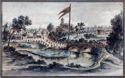 Widok na Park Pawłowski ze Szpitalem Św. Marii Magdaleny, ok.1783 (wc na papierze) autorstwa Domenico Felice Lamoni