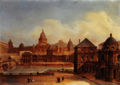 Złożony widok paryskich zabytków, ok. 1836 (olej na papierze na płótnie) autorstwa Domenico Ferri
