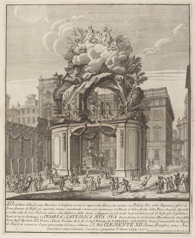Jowisz i Minerwa i Kuźnia Wulkana na festiwal „Chinea” autorstwa Domenico Franceschini probably after Nicola Michetti