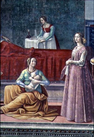 św. Elżbieta i Jan Chrzciciel, od narodzin św. Jana Chrzciciela autorstwa Domenico Ghirlandaio