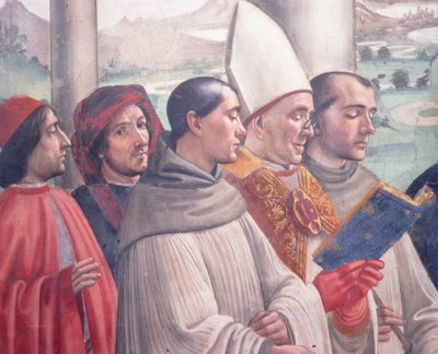 Śmierć św. Franciszka, scena z Cyklu życia św. Franciszka z Asyżu, 1486 fragment fresku z 85239 autorstwa Domenico Ghirlandaio