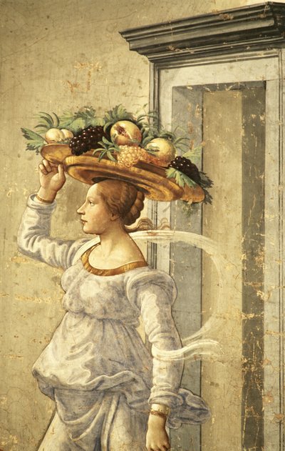 Niewiasta niosąca owoce, od narodzin św. Jana Chrzciciela autorstwa Domenico Ghirlandaio