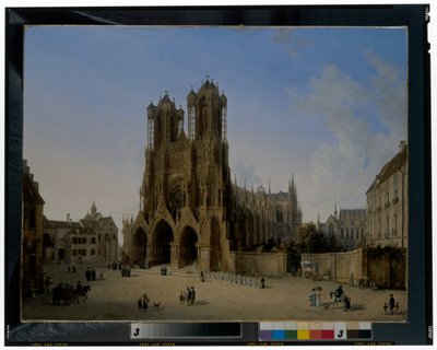 Katedra Notre-Dame w Reims z procesją komunikantów autorstwa Domenico II Quaglio