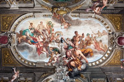 Ofiarowanie Jowiszowi kluczy do Świątyni Janusa (albo Alegorii Pokoju), stropu posadzki szlacheckiej, ok. 1665 (fresk) autorstwa Domenico I Piola