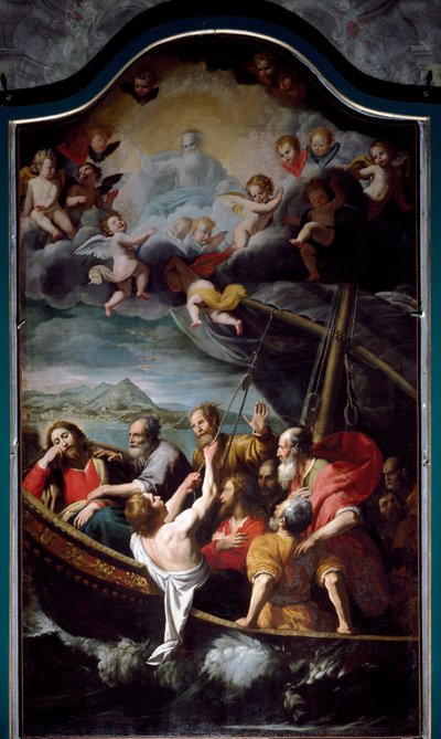 Święty Mikołaj uspokaja burzę. Obraz Domenico Fiaselli dit il Sarzana (1589-1669) Sestri Ponente, kościół Santa Maria dell