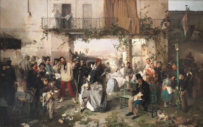 Wiadomość o pokoju w Villafranca autorstwa Domenico Induno