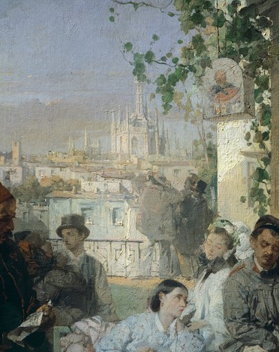 Wiadomość o pokoju w Villafranca, autor Domenico Induno, detal autorstwa Domenico Induno