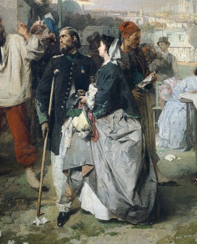 Wiadomość o pokoju Villafranca, autor Domenico Induno, detal autorstwa Domenico Induno