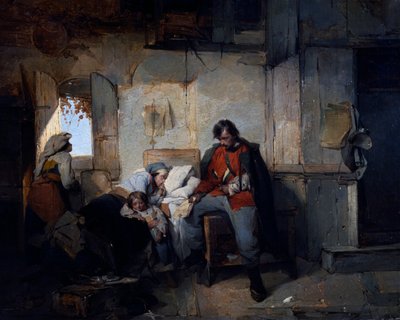 د ټپي شوي سرتیري بیرته راستنیدل، ca 1854، د ډومینیکو اندونو لخوا (1815-1878)، په کینوس کې تیل، 42x53 سانتي متره، ایټالیا پولي autorstwa Domenico Induno