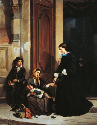 Dobroczynność — Induno Domenico autorstwa Domenico Induno