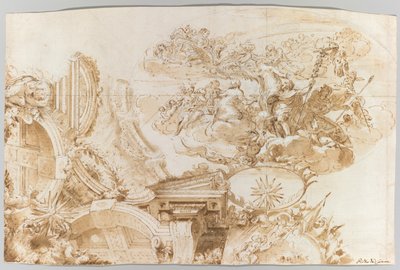 Apoteoza Romulusa: projekt sufitu, c. 1675-76. autorstwa Domenico Maria Canuti