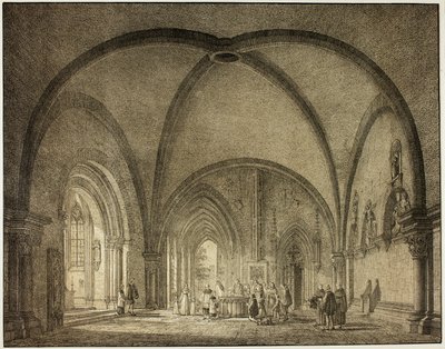 Sala chrztu i krużganki w katedrze w Moguncji, z kolekcji pamiętnych średniowiecznych budowli w Niemczech autorstwa Domenico Quaglio