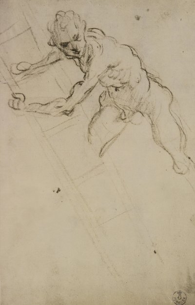 Studium postaci do Ukrzyżowania (węgiel na papierze) autorstwa Domenico Robusti Tintoretto