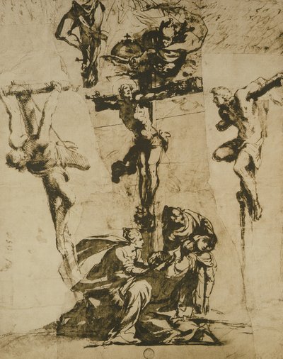 Studium ukrzyżowania i omdlenia Dziewicy autorstwa Domenico Robusti Tintoretto