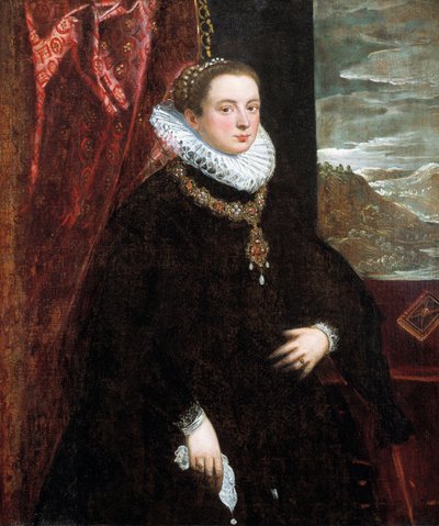 Portret damy w czerni autorstwa Domenico Tintoretto
