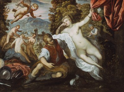 Wenus i Mars z Kupidynem i trzema gracjami w krajobrazie, 159095 autorstwa Domenico Tintoretto